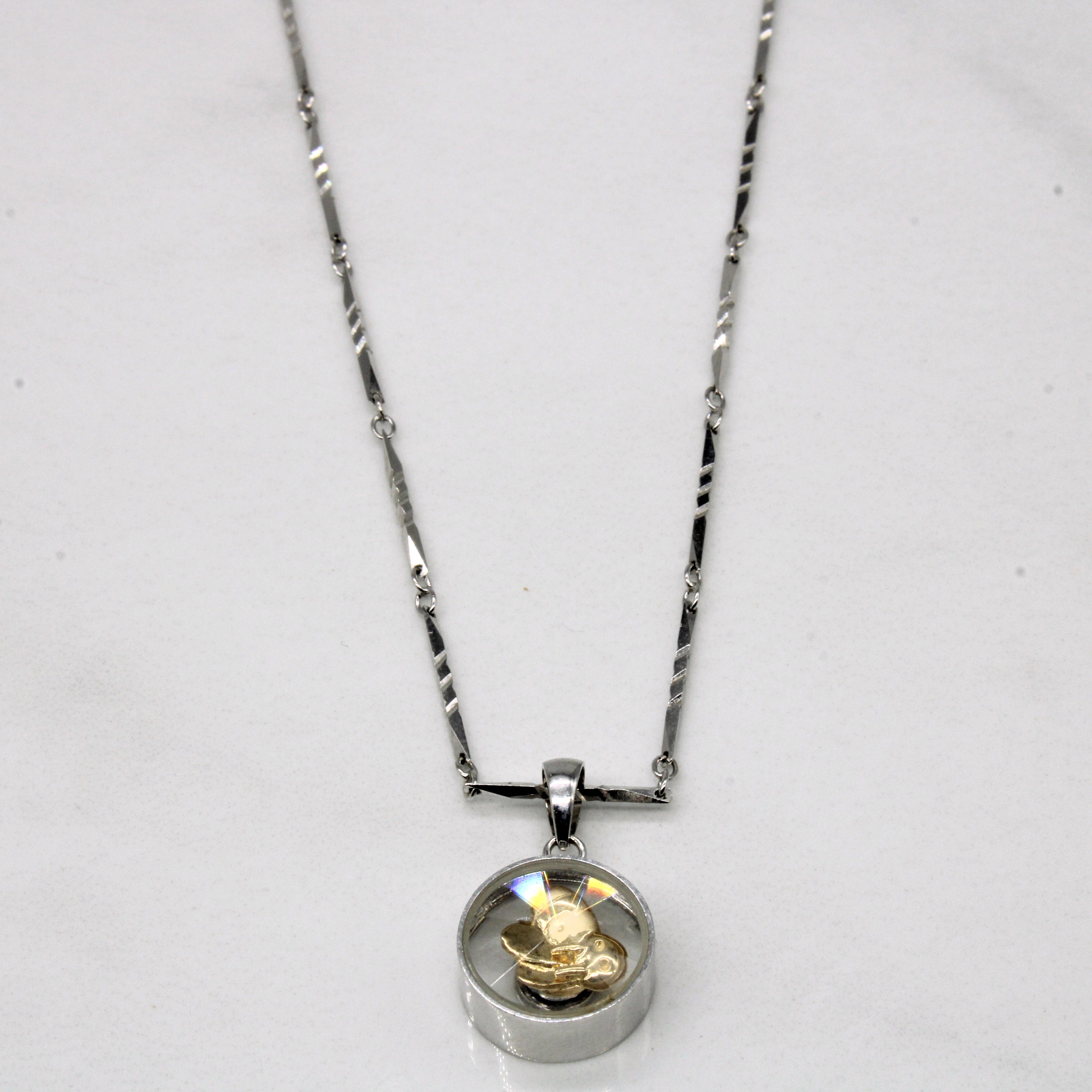 18k Two Tone Gold Bumble Bee Necklace | 16" |