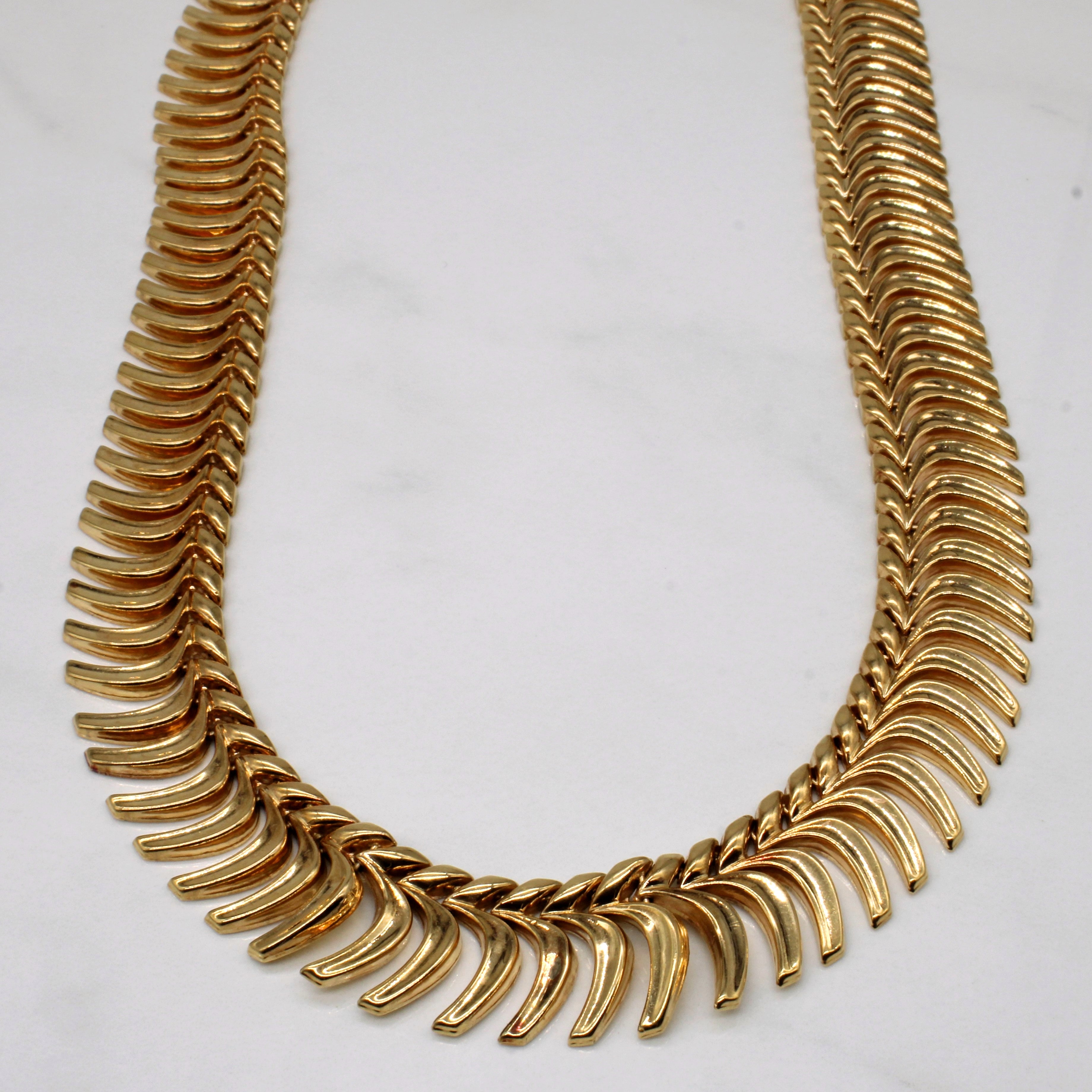 18k Yellow Gold Bone Link Necklace | 16" |