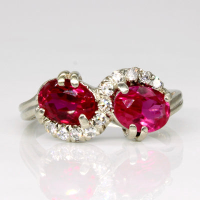 Synthetic Ruby & Diamond Waterfall Ring | 2.00ctw, 0.11ctw | SZ 5.75 |