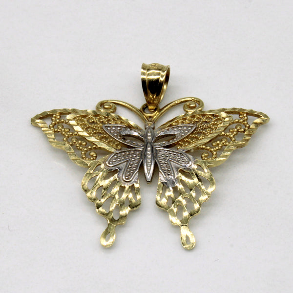 14k Two Tone Gold Butterfly Pendant