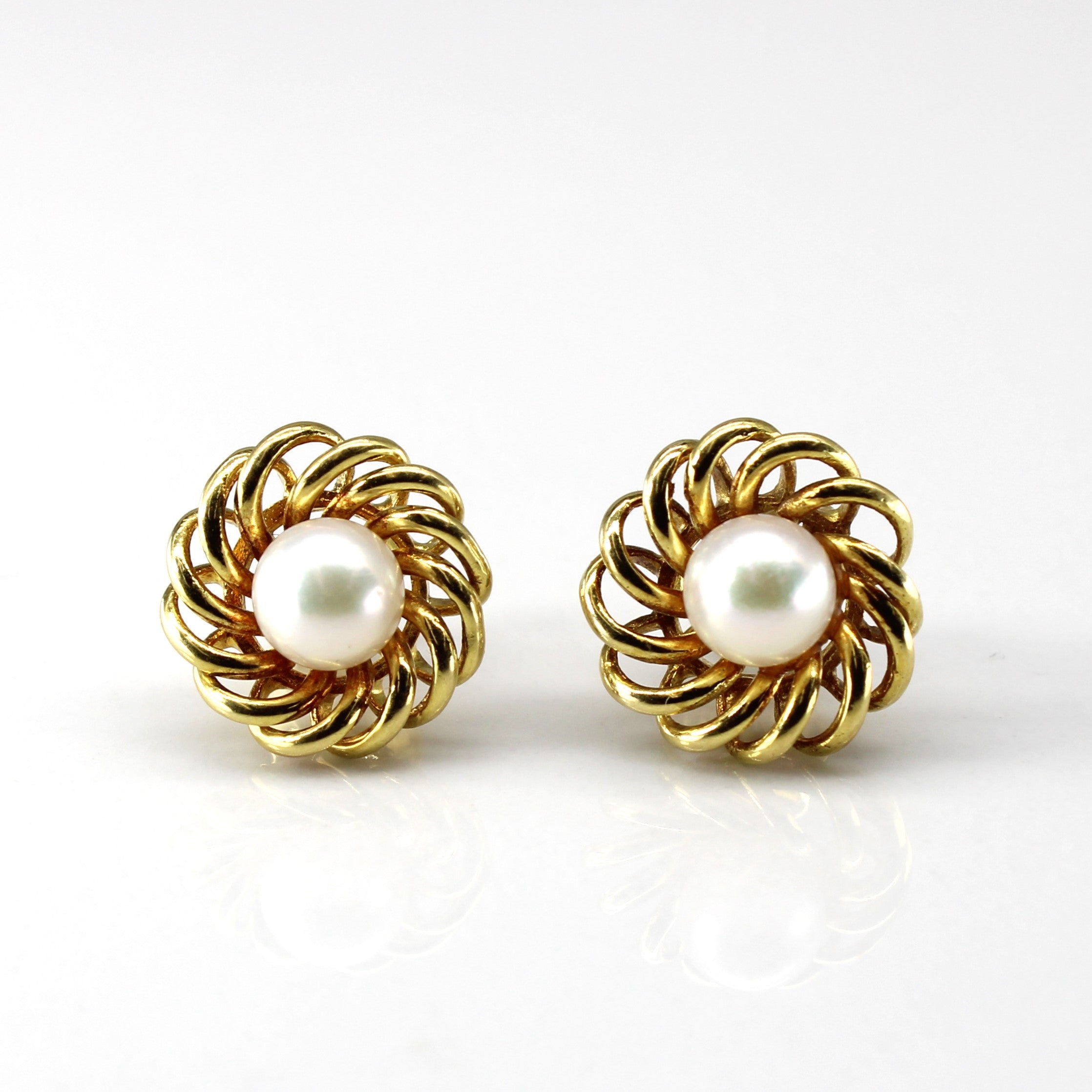 Spiral Gold Pearl Studs