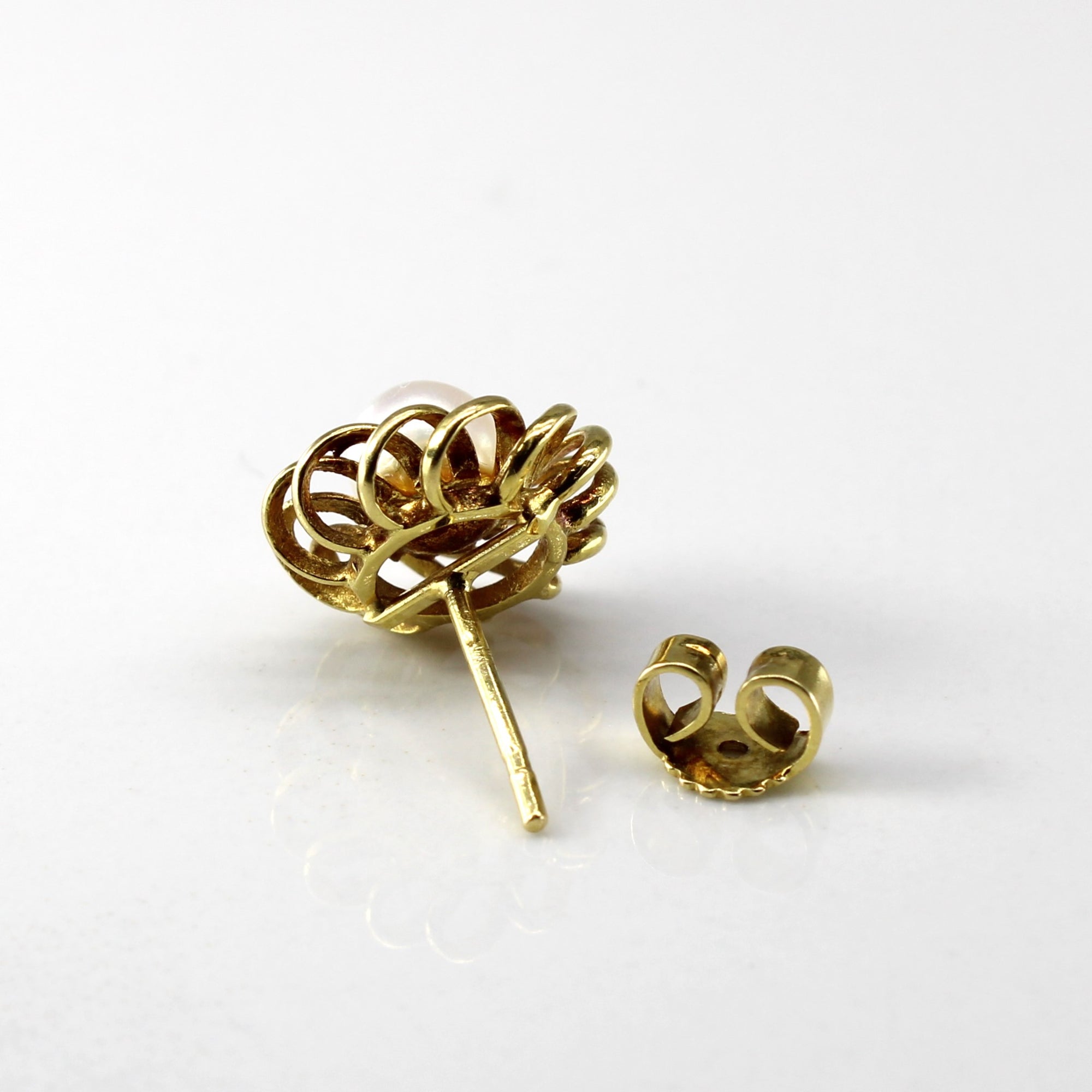 Spiral Gold Pearl Studs