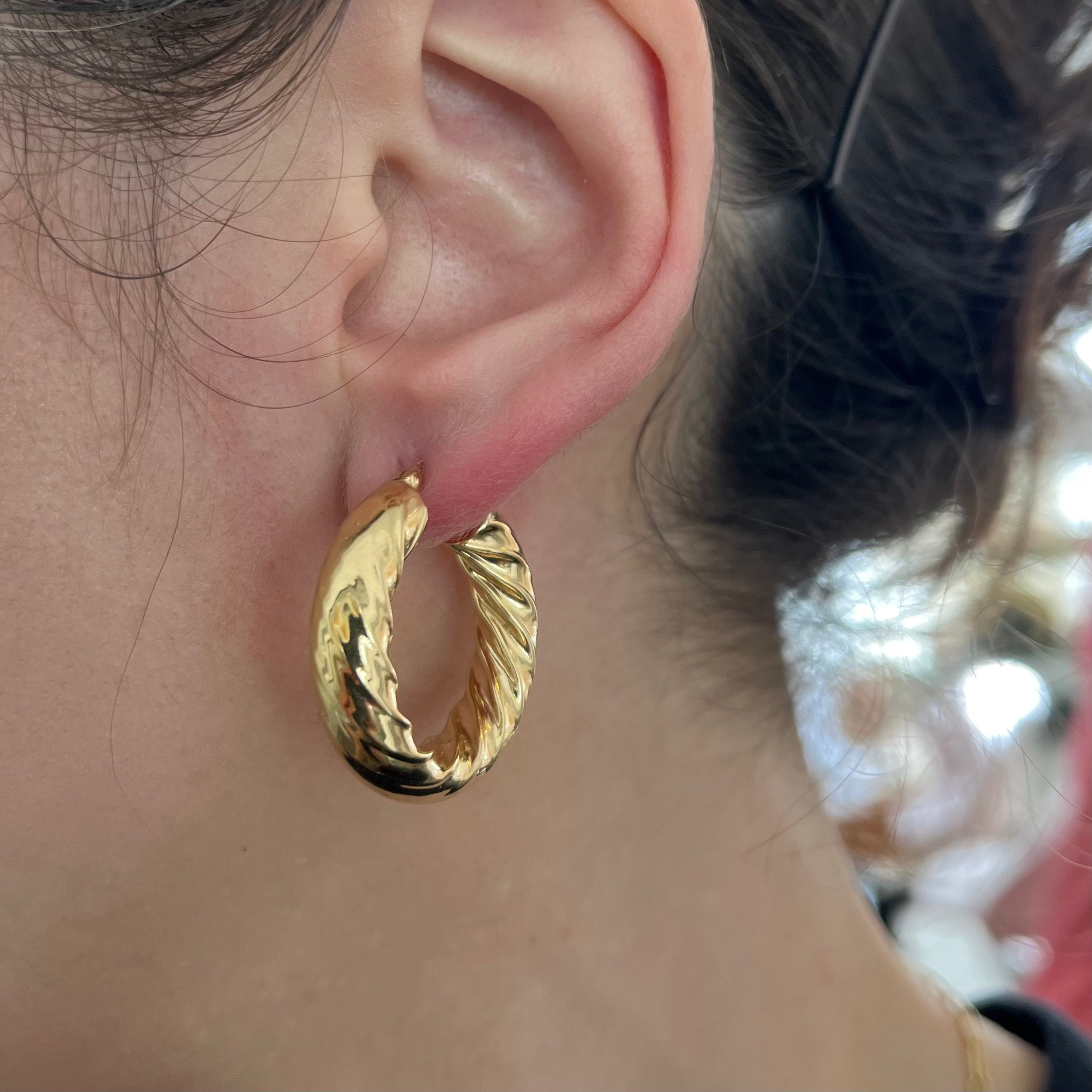 Yellow Gold Twisted Hoops |