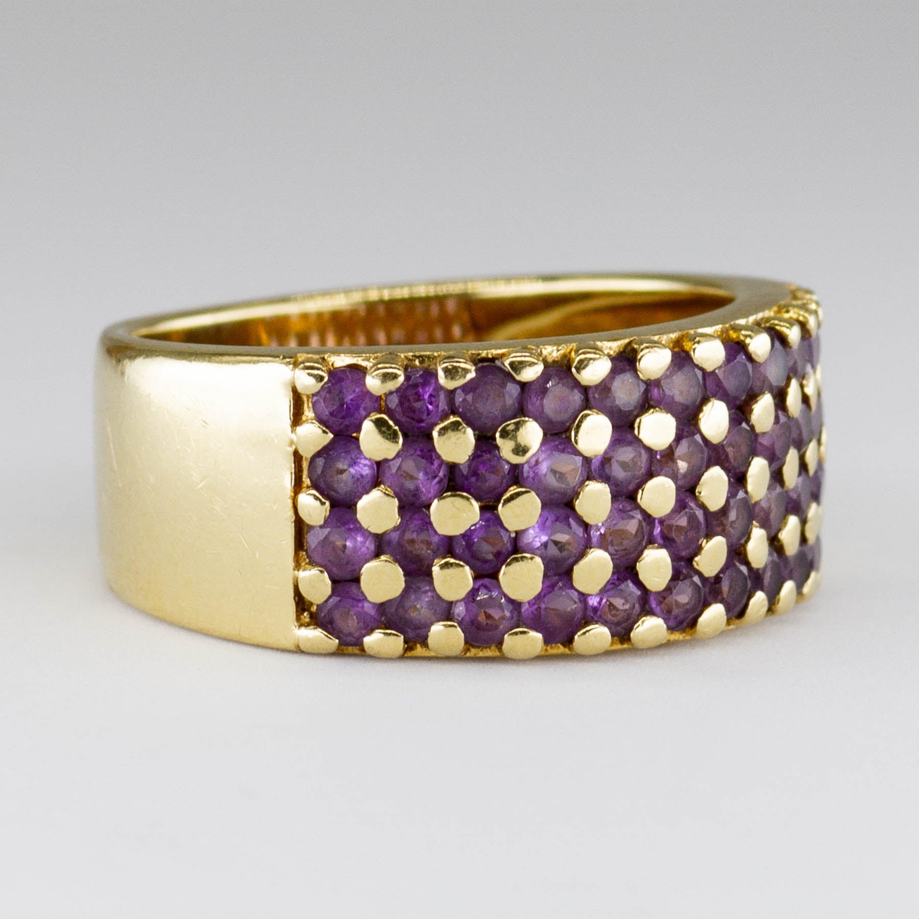 Amethyst Layered Pave 18k Ring | 0.96ctw  | SZ 6.75 |