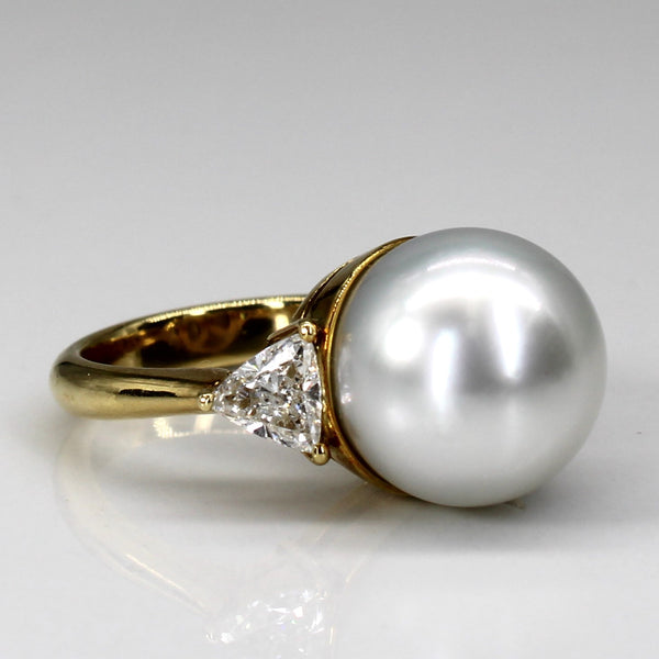 Diamond & Pearl 18k Ring | 0.94ctw | SZ 6 |