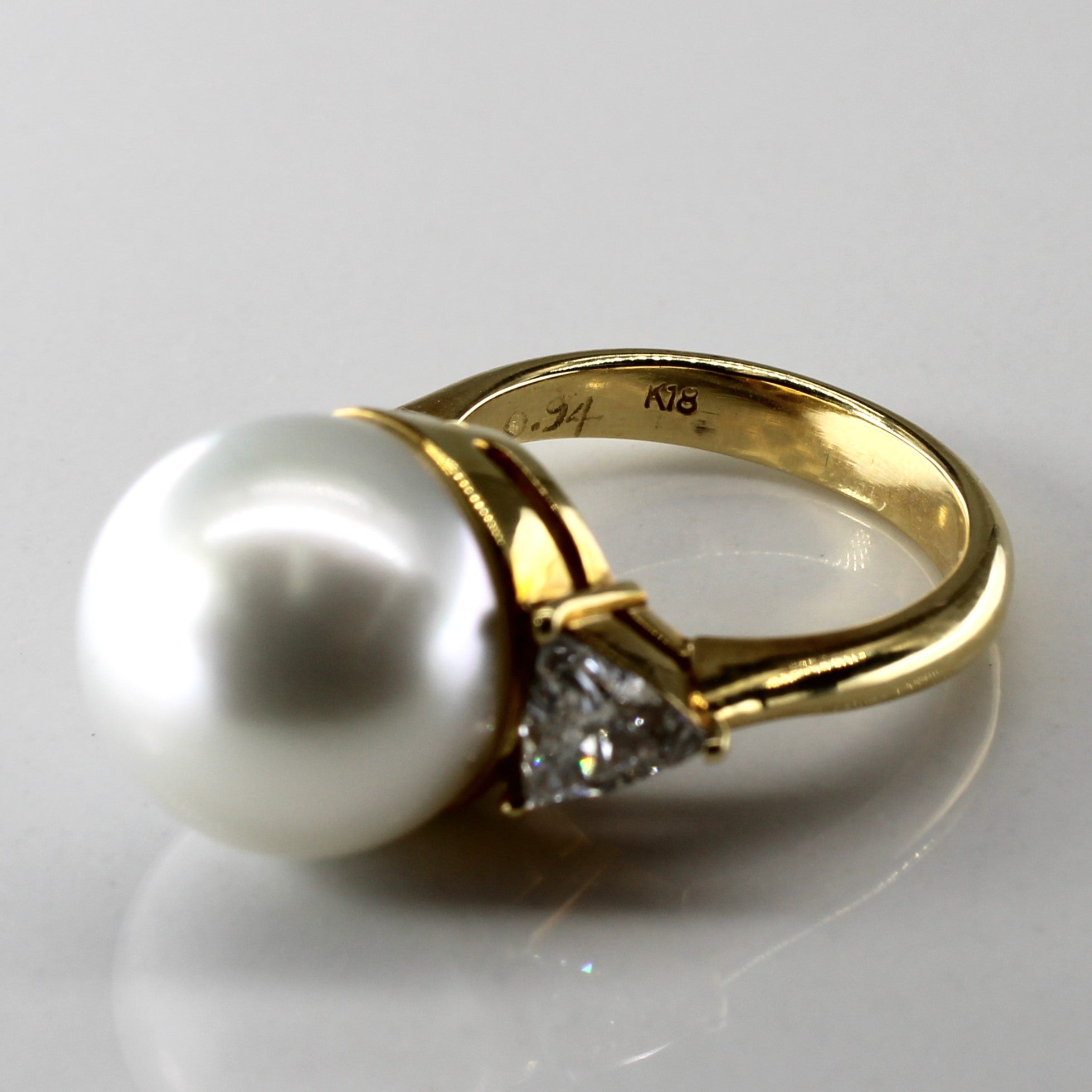 Diamond & Pearl 18k Ring | 0.94ctw | SZ 6 |