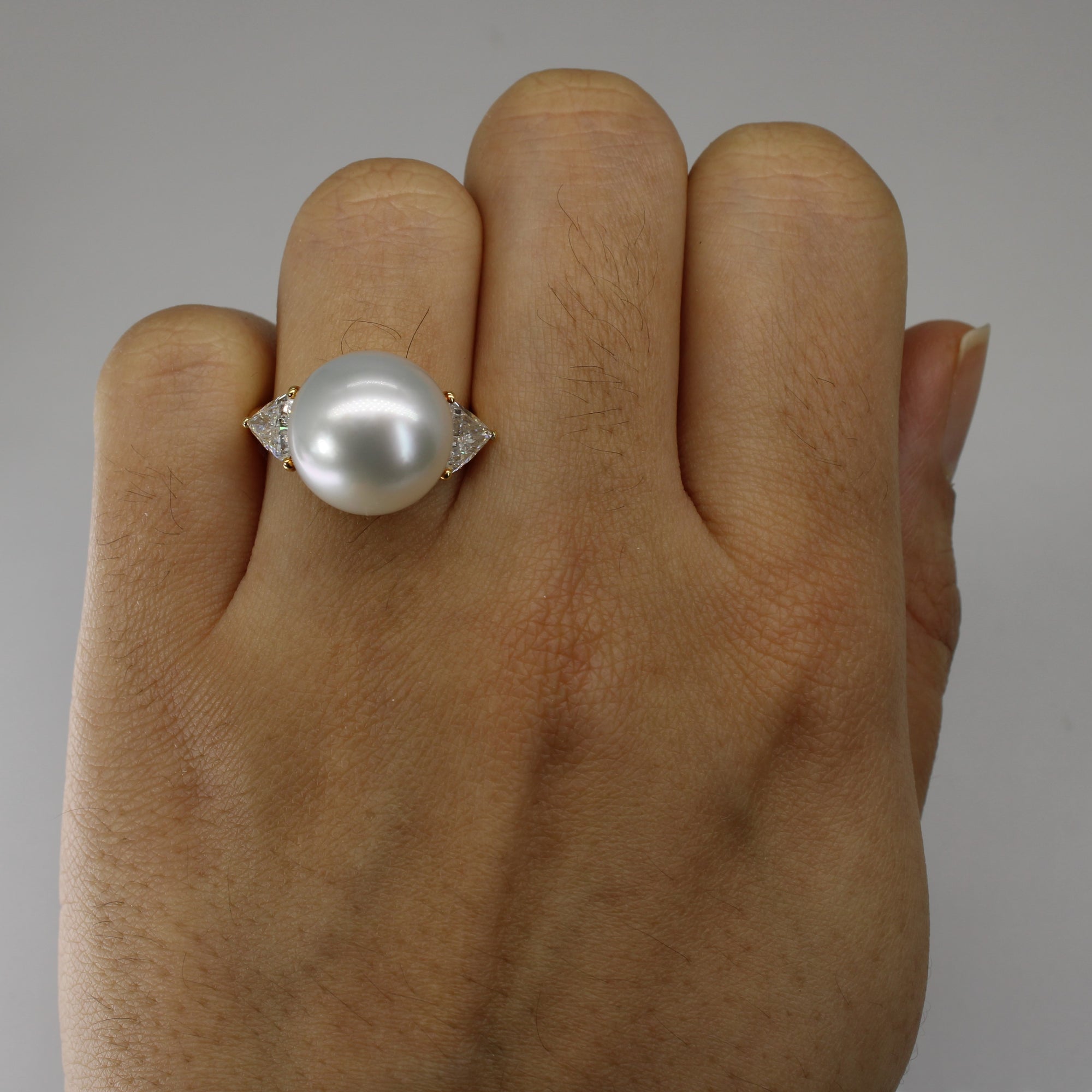 Diamond & Pearl 18k Ring | 0.94ctw | SZ 6 |