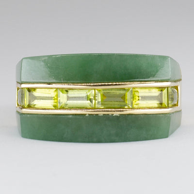 Jadeite and Peridot 14k Ring | 5.0ctw, 1.2ctw  | SZ 8 |
