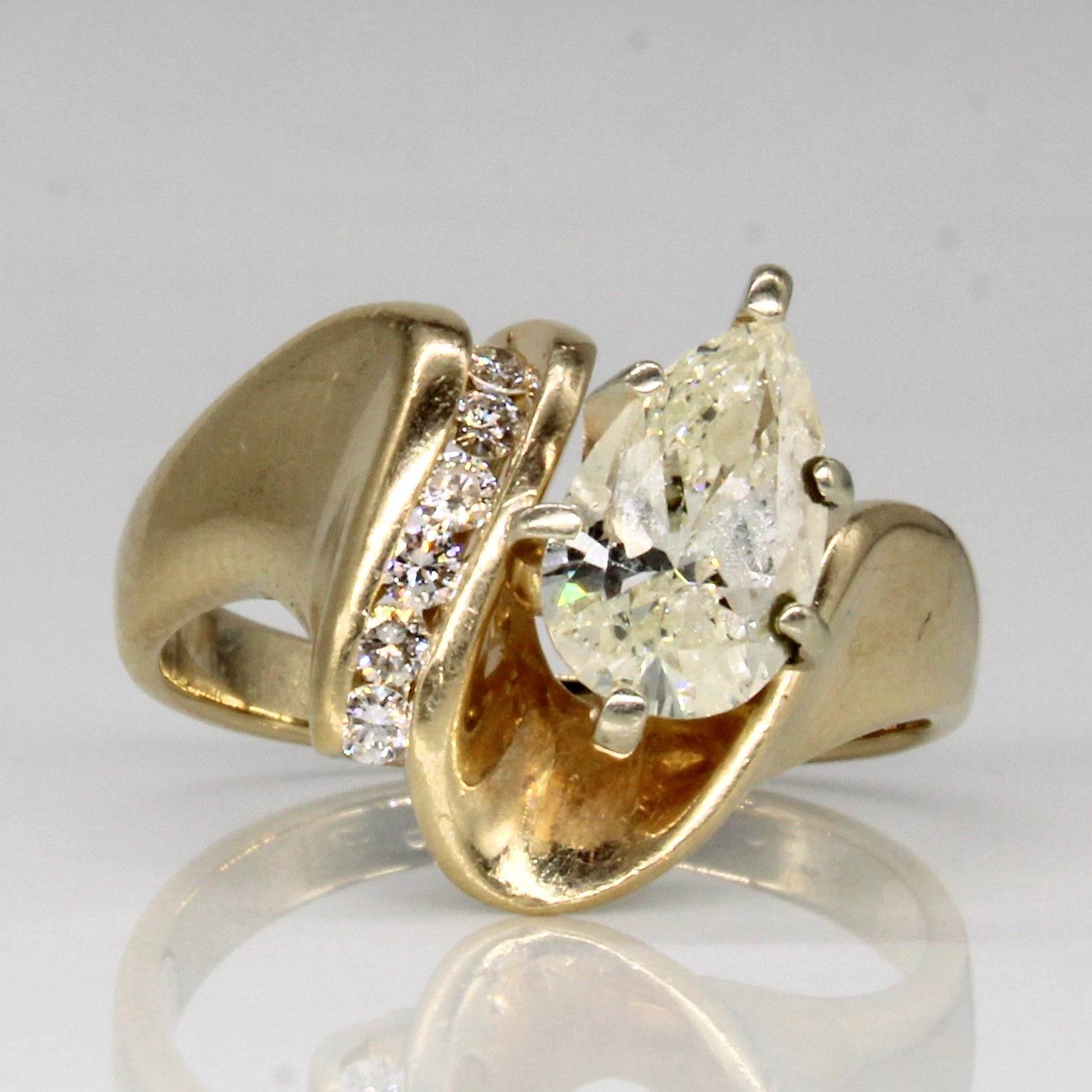 Bague de fiançailles en diamant taille poire | 1,34 ct | Taille 8 | 