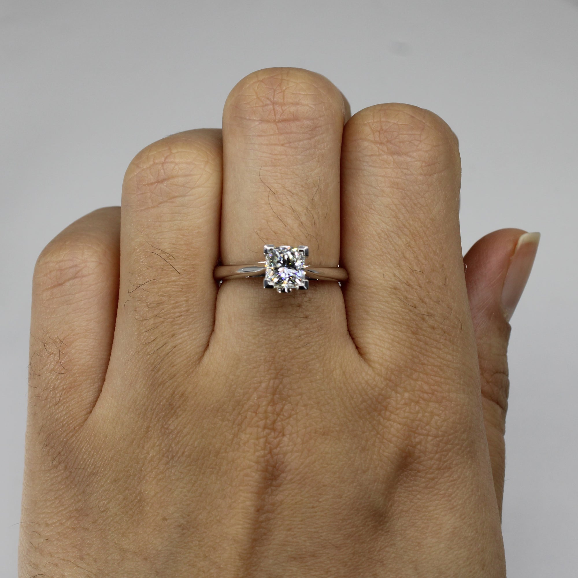 Solitaire Square Cut Diamond Engagement 14k Ring | 1.01ct VS1 I | SZ 6.5 |