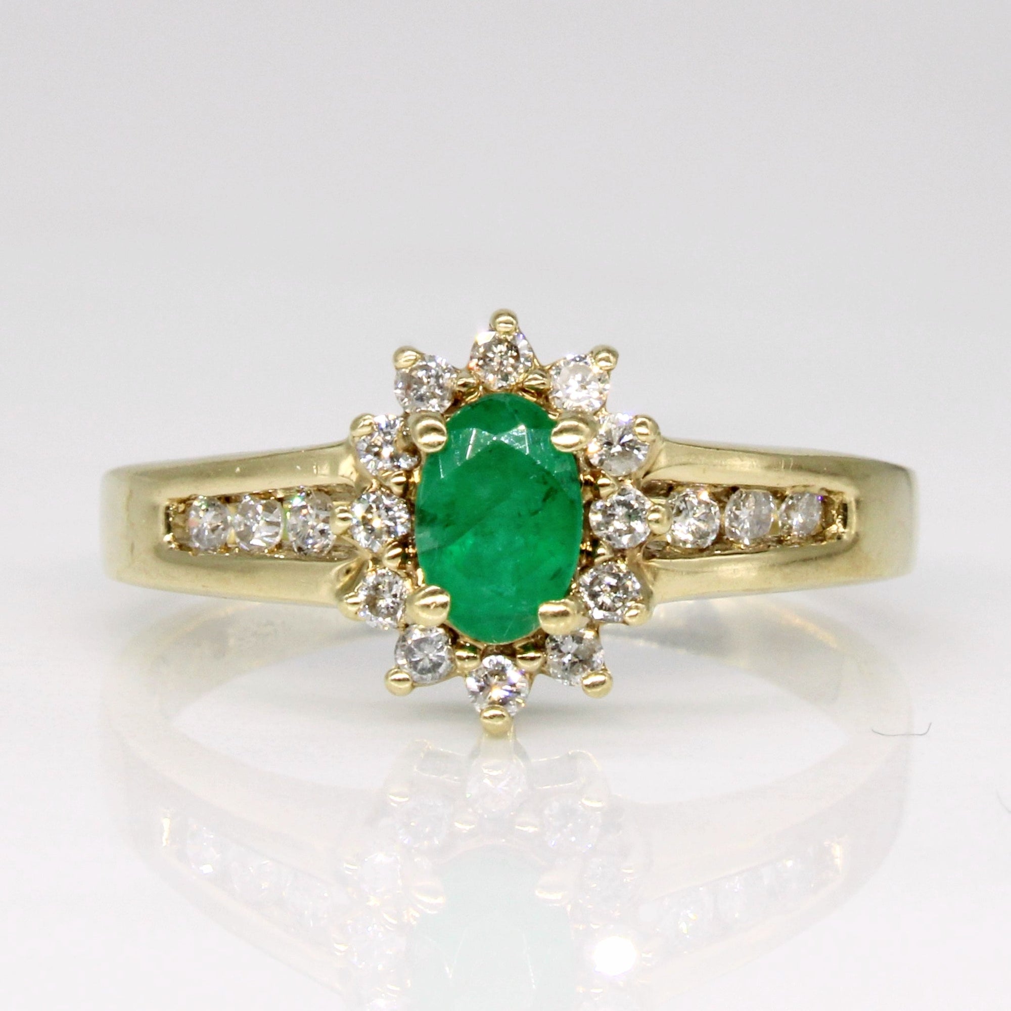 Emerald & Diamond Halo Ring | 0.40ct, 0.21ctw | SZ 8.75 |