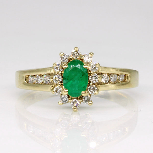 Emerald & Diamond Halo Ring | 0.40ct, 0.21ctw | SZ 8.75 |