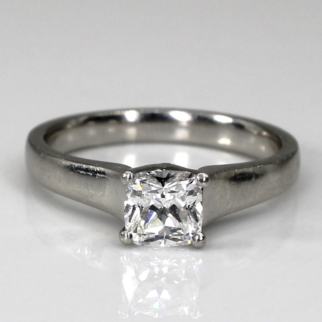 Solitaire Cushion Diamond Engagement Platinum Ring | 0.58ct IF E | SZ 5.5 |