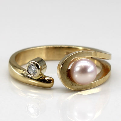 Pearl & Diamond Wrap Ring | 0.04ct | SZ 6 |