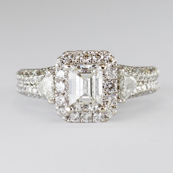 'Vera Wang' Emerald Cut Diamond Halo Engagement Ring | 2.23ctw | SZ 6.5 |