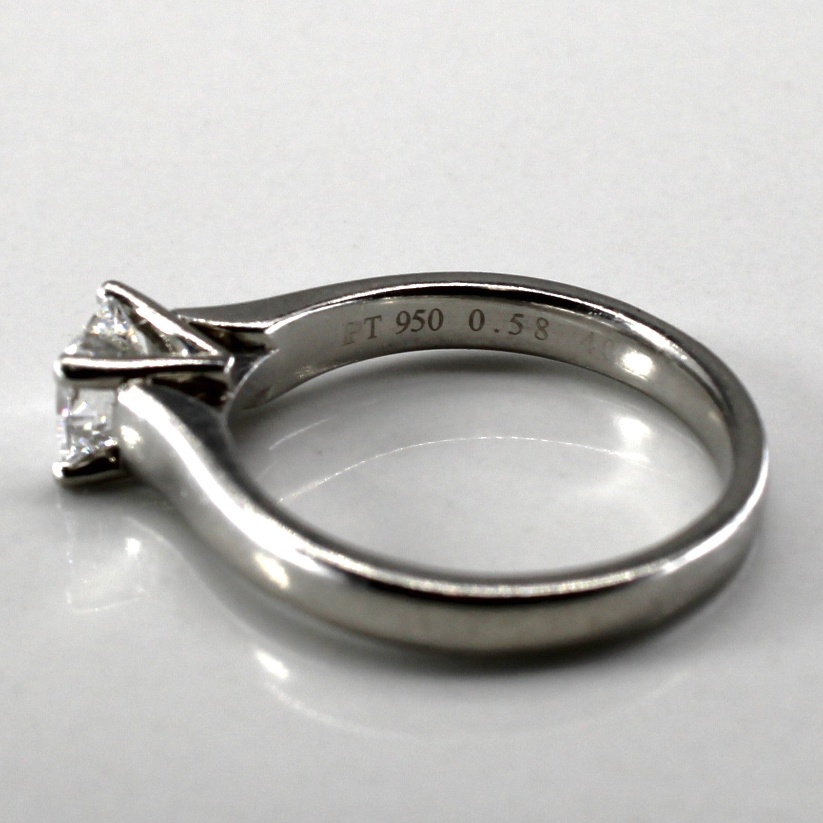 Solitaire Cushion Diamond Engagement Platinum Ring | 0.58ct IF E | SZ 5.5 |