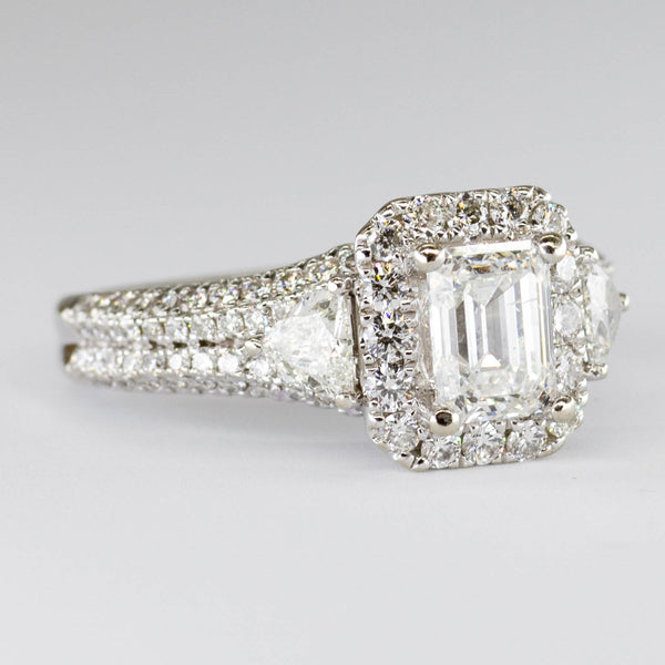 Vera Wang' Emerald Cut Diamond Halo Engagement Ring | 2.23ctw | SZ 6.5 |