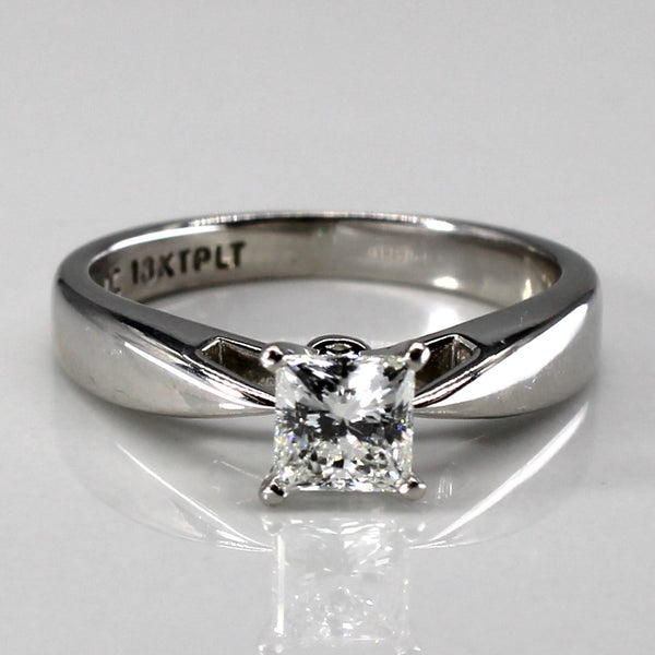 Solitaire Square Cut Canadian Diamond Engagement 18k Ring | 0.55ct VS1 I | SZ 5.75 |