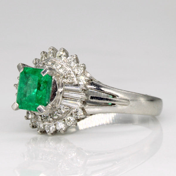 Emerald & Diamond Halo Ring | 0.70ct, 0.44ctw | SZ 6 |