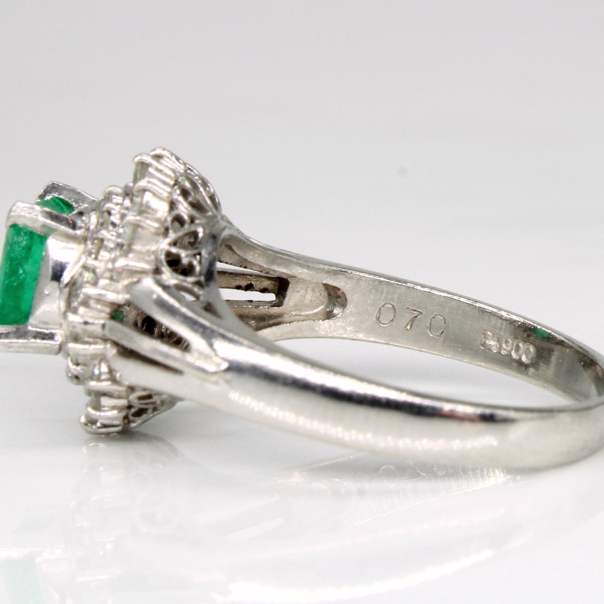 Emerald & Diamond Halo Ring | 0.70ct, 0.44ctw | SZ 6 |
