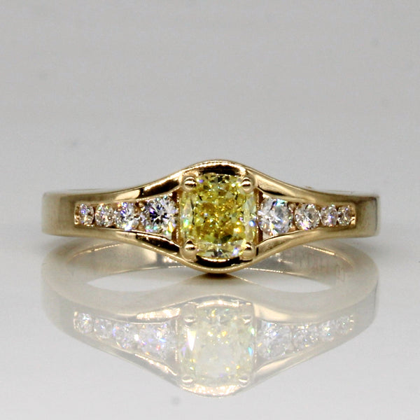 GIA certified Fancy Yellow Diamond Engagement Ring | 0.73ctw | SZ 6.5 |