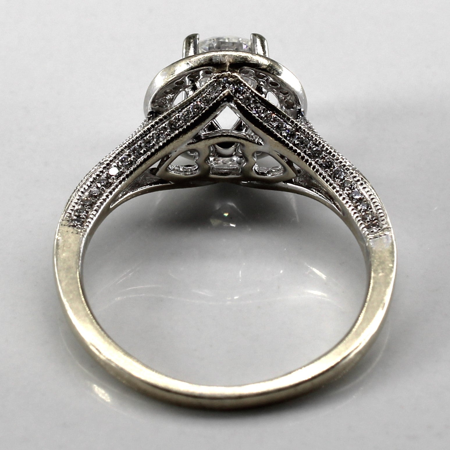 Bague de fiançailles sertie d'un halo de diamants | 1,20 ct VS2 F/G | Taille 6,75 | 