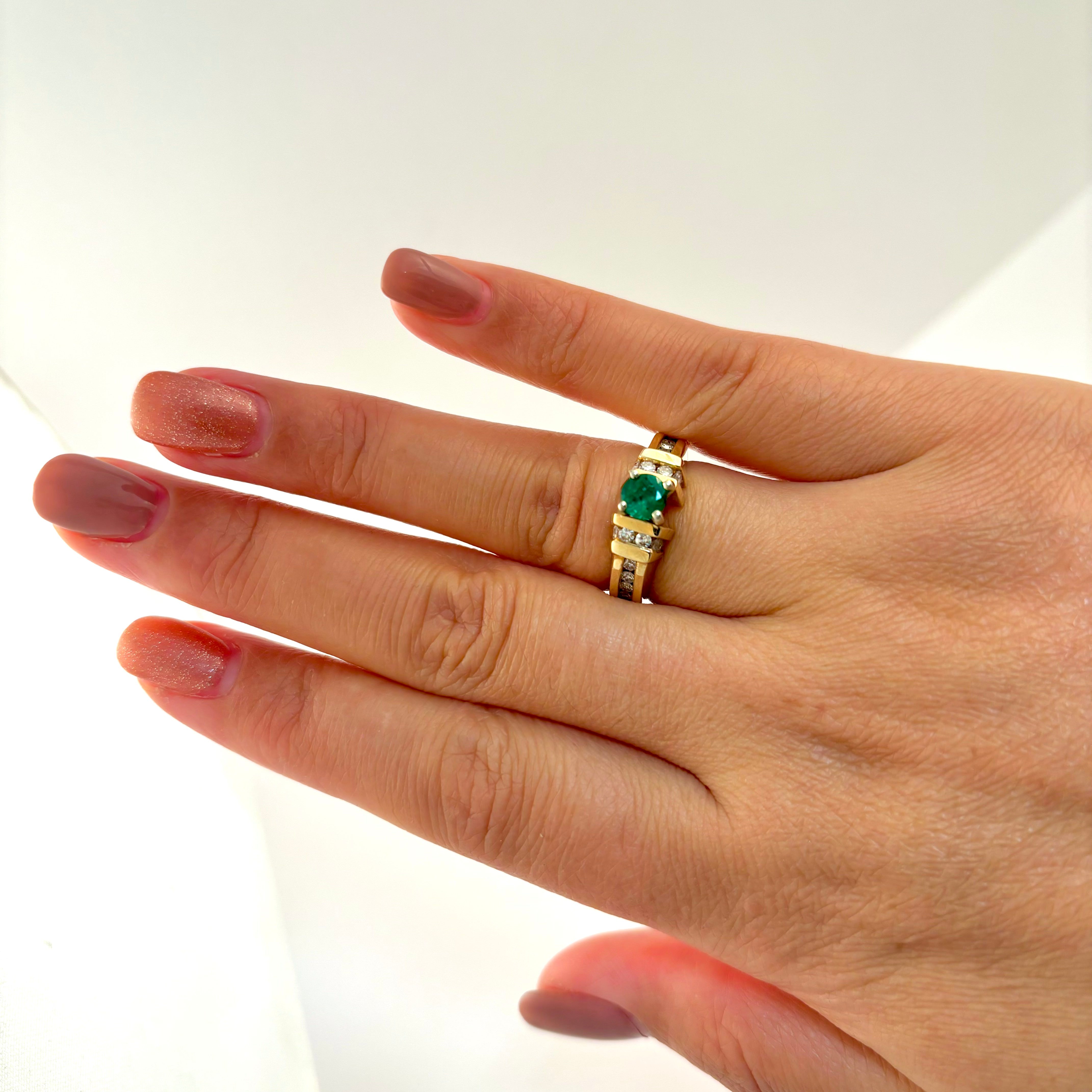 14k Emerald and Diamond Ring | 0.50ct, 0.45ctw | SZ 6.25