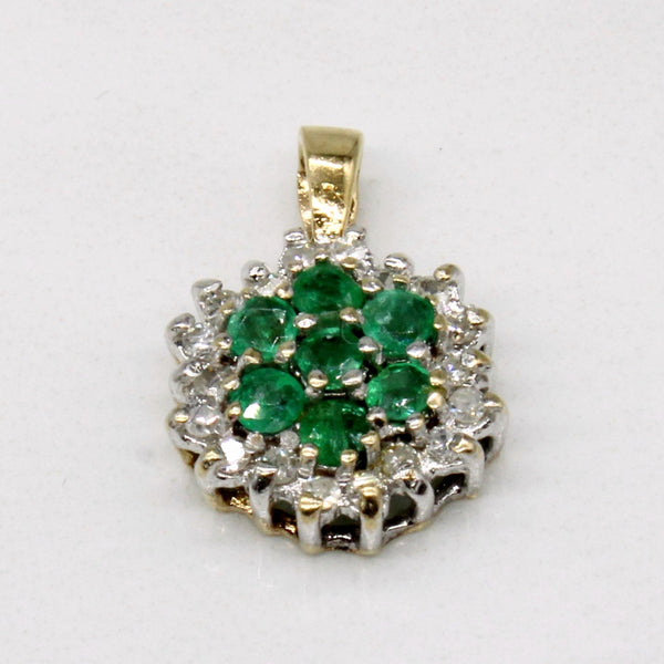 Emerald & Diamond Cluster Pendant | 0.25ctw, 0.10ctw |