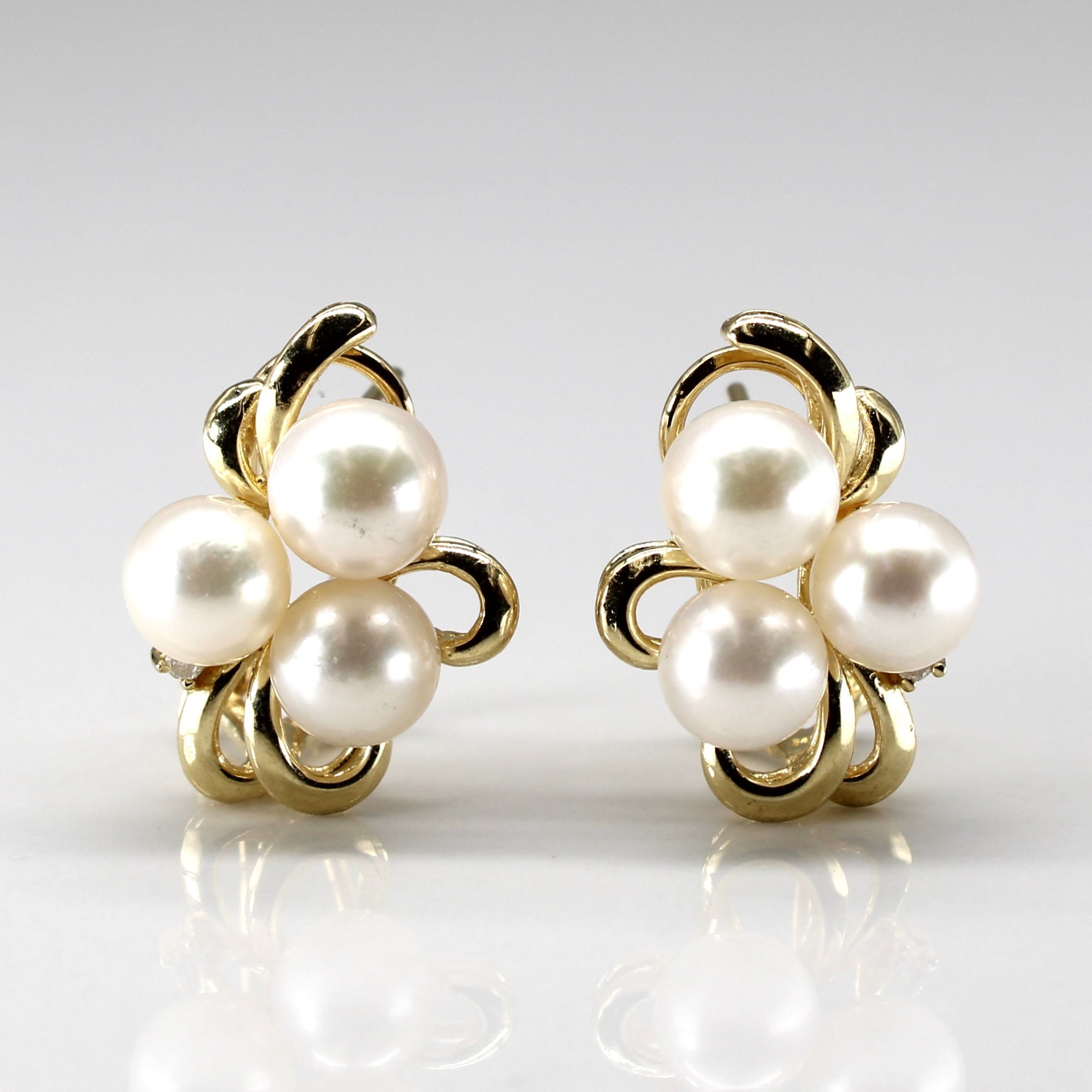 Pearls & Diamond Earrings | 0.02ctw |