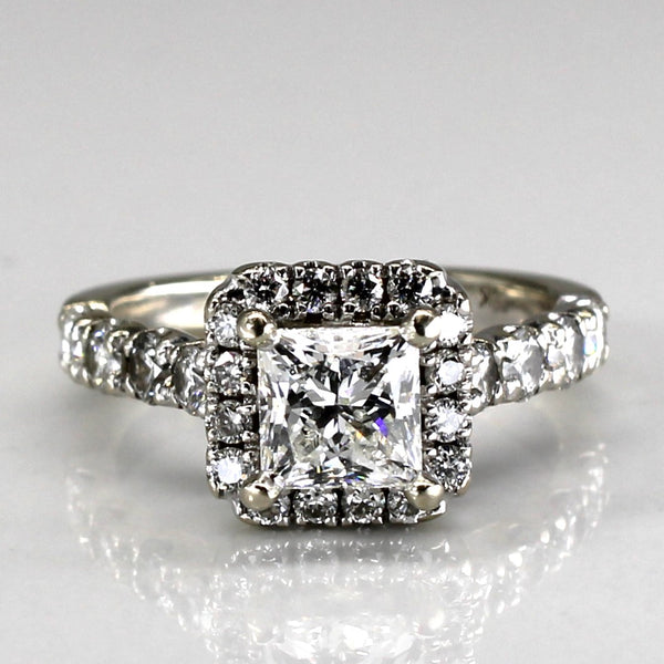 Halo Princess Diamond Engagement Ring | 1.77ctw | SZ 5.5 |