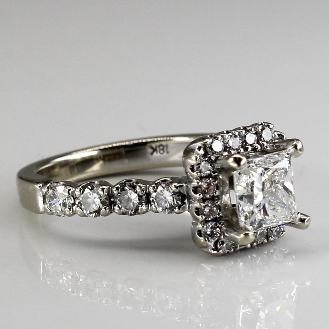 Halo Princess Diamond Engagement Ring | 1.77ctw VVS1 G | SZ 5.5 |