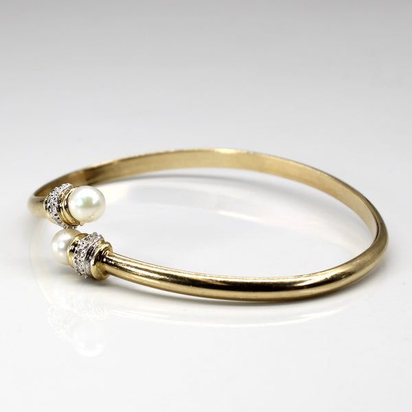 Pearl & Diamond Gold Bangle | 0.04ctw | 8