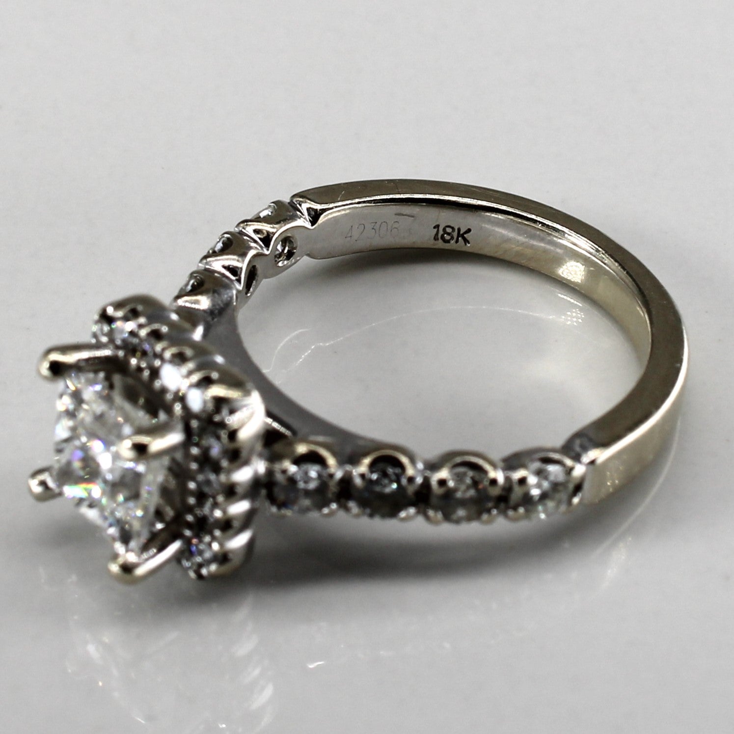Halo Princess Diamond Engagement Ring | 1.77ctw VVS1 G | SZ 5.5 |