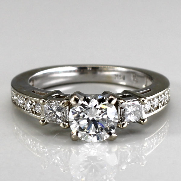 Three Stone Diamond with Accents Engagement Ring | 1.16ctw VVS2 F | SZ 4.5 |