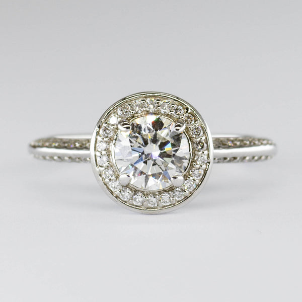 GIA Certified Halo Diamond Engagement Ring | 1.00ctw | SI2 I XXX | SZ 6.5 |