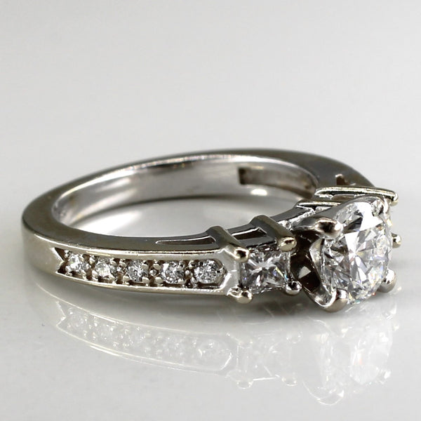 Three Stone Diamond with Accents Engagement Ring | 1.16ctw VVS2 F | SZ 4.5 |