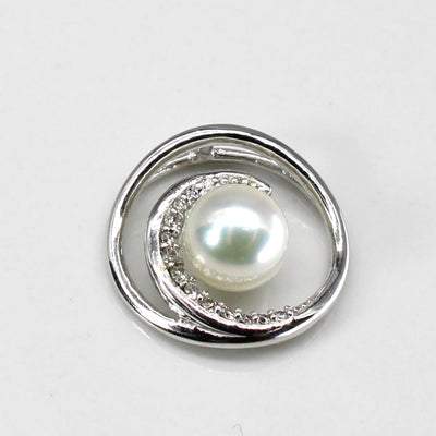 Pearl & Diamond Swirl Gold Pendant | 0.12ctw |