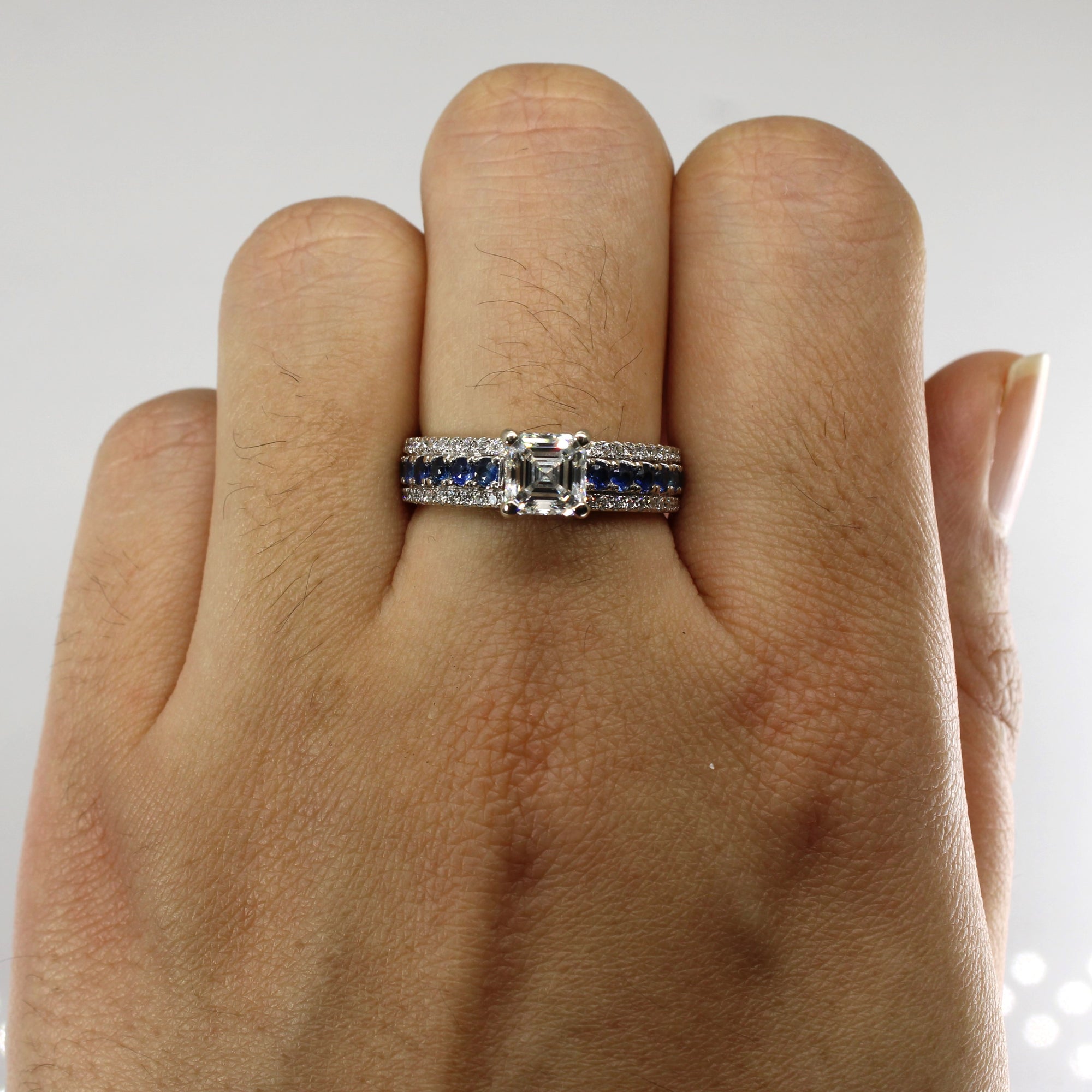 Diamond & Sapphire Engagement Ring | 1.65ctw VS1 F | SZ 6.25 |