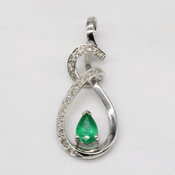 Pear Cut Emerald & Diamond Pendant | 0.30ct, 0.06ctw |