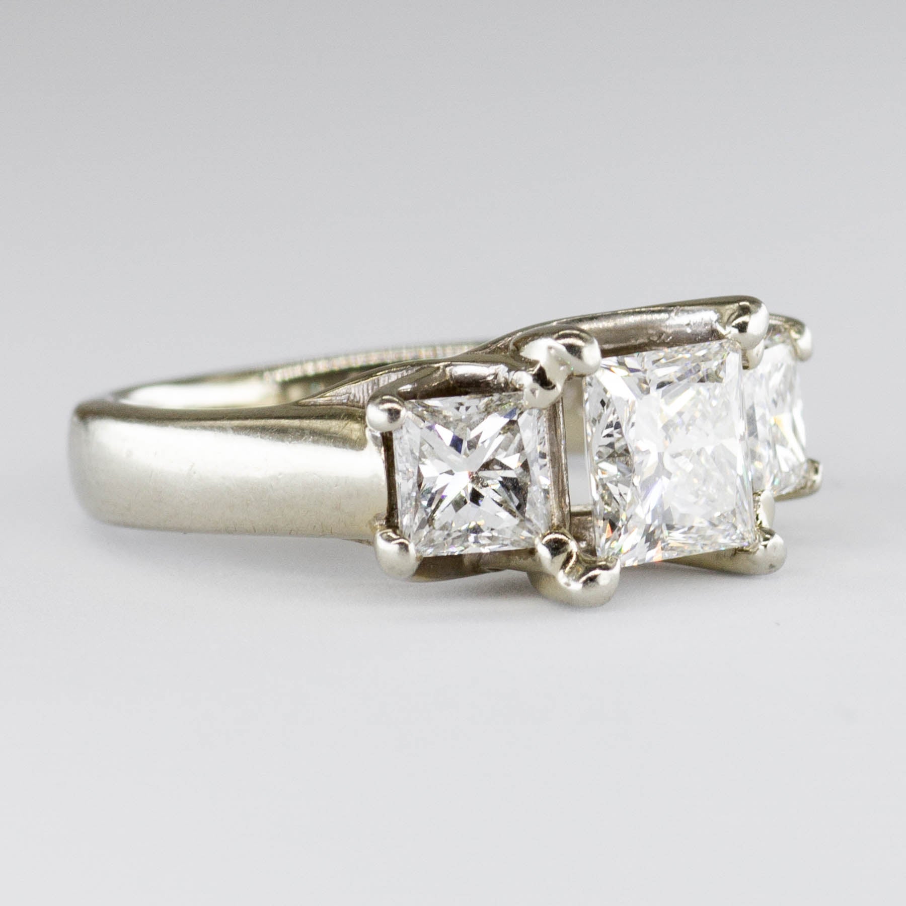 Three Stone Princess Diamond Engagement Ring | 1.81ctw | VS SZ 3.75 |