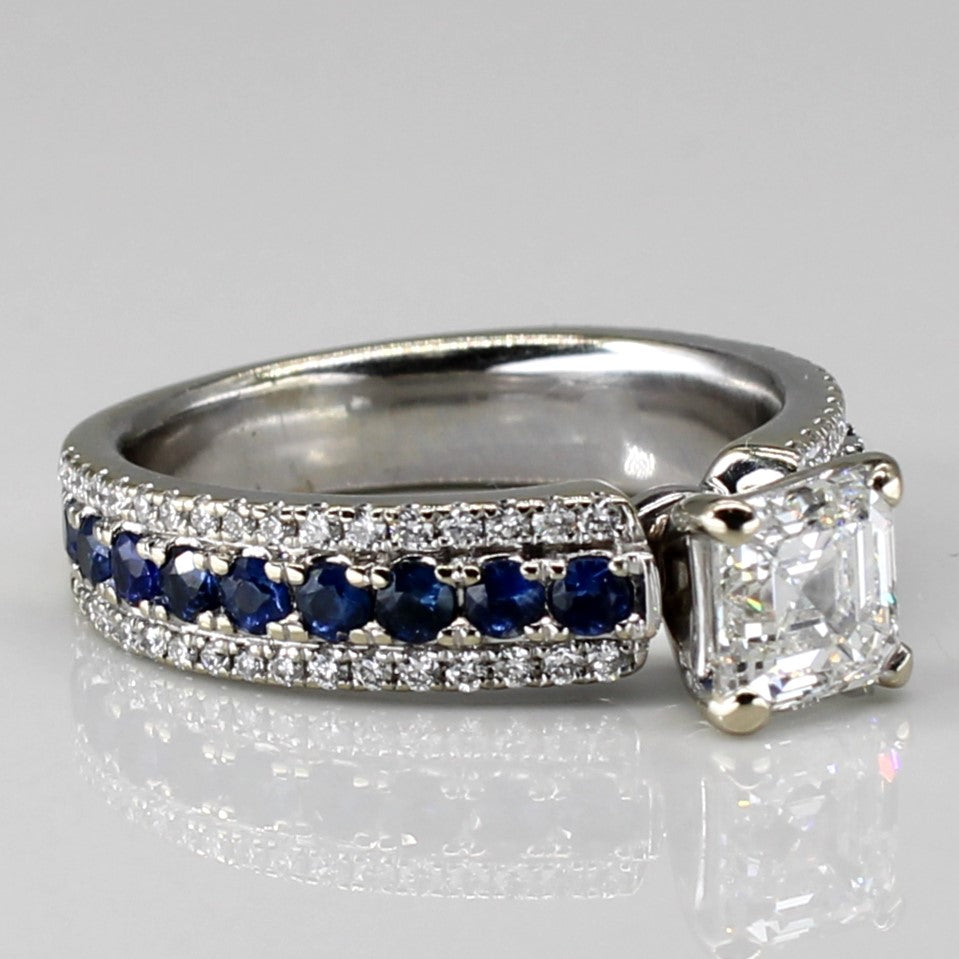 Diamond & Sapphire Engagement Ring | 1.65ctw VS1 F | SZ 6.25 |