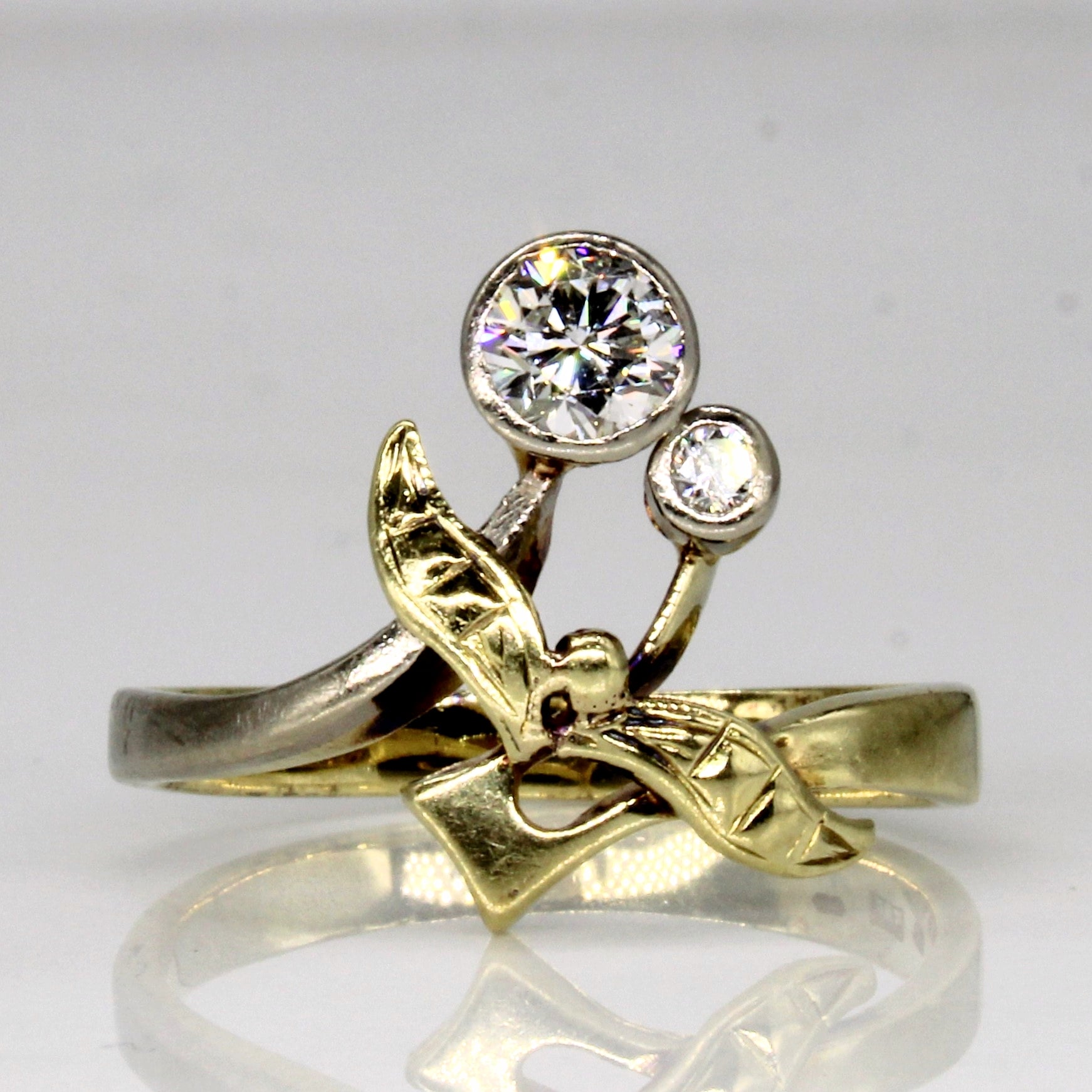 Vintage Hallmarked Cherry Design Diamond Ring | 0.55ctw | SZ 8.5 |