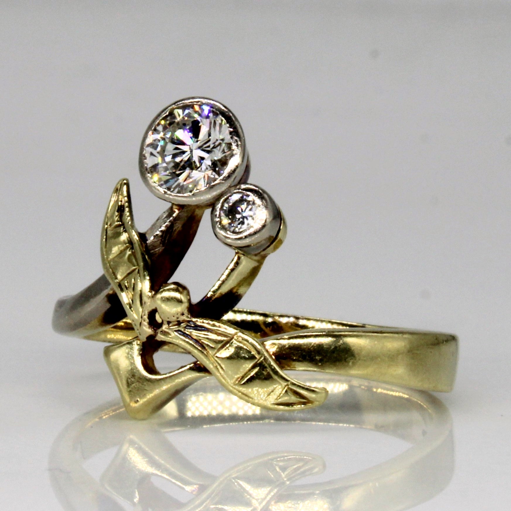 Vintage Hallmarked Cherry Design Diamond Ring | 0.55ctw | SZ 8.5 |
