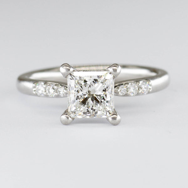 GIA Certified Princess Cut Diamond Engagement Ring with Accent Diamonds | 1.07ctw | SZ 4.5 |