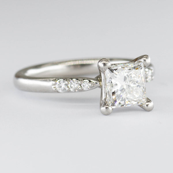 GIA Certified Princess Cut Diamond Engagement Ring with Accent Diamonds | 1.07ctw | SZ 4.5 |