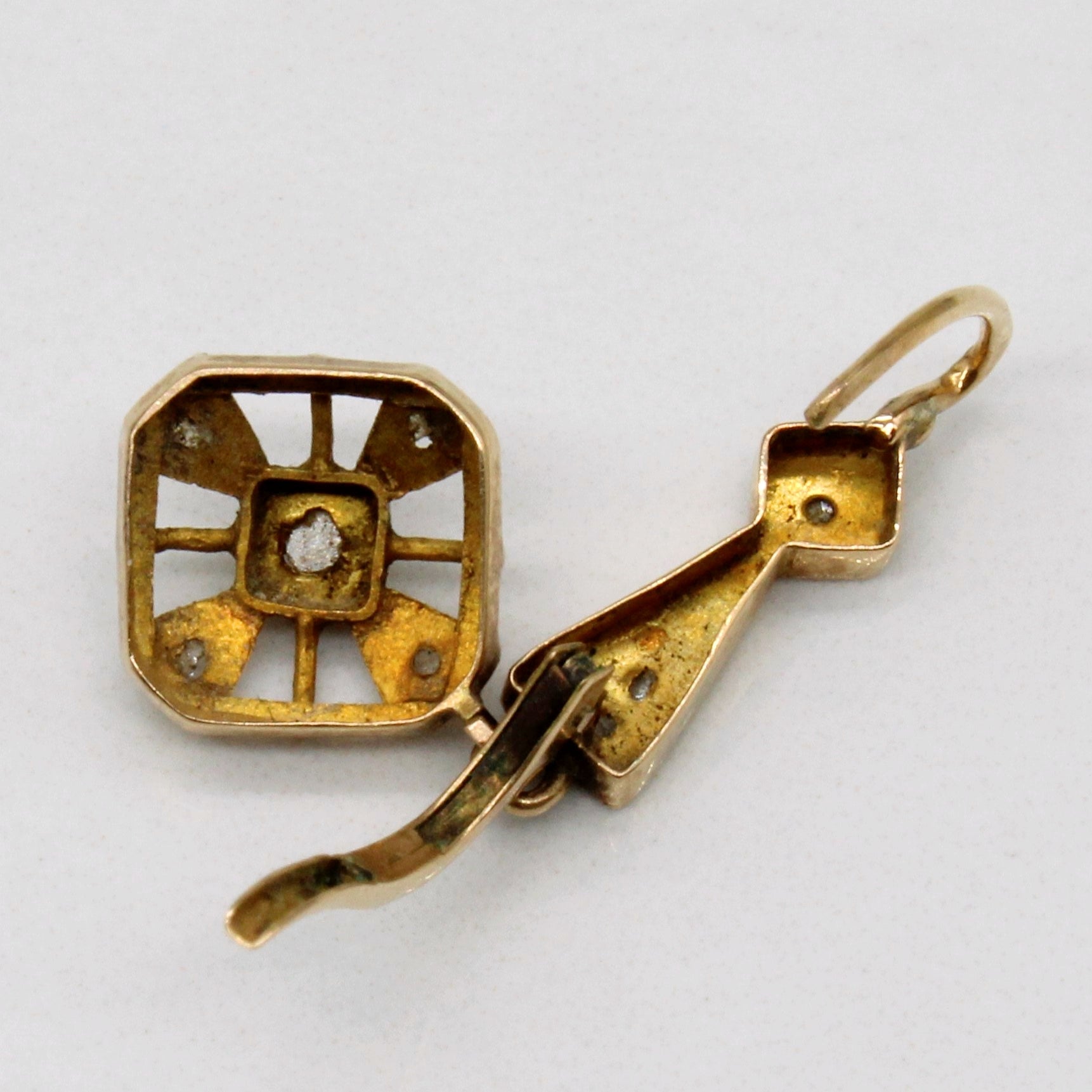 Boucles d'oreilles pendantes en diamant taille rose antique | 0,06 ct | 