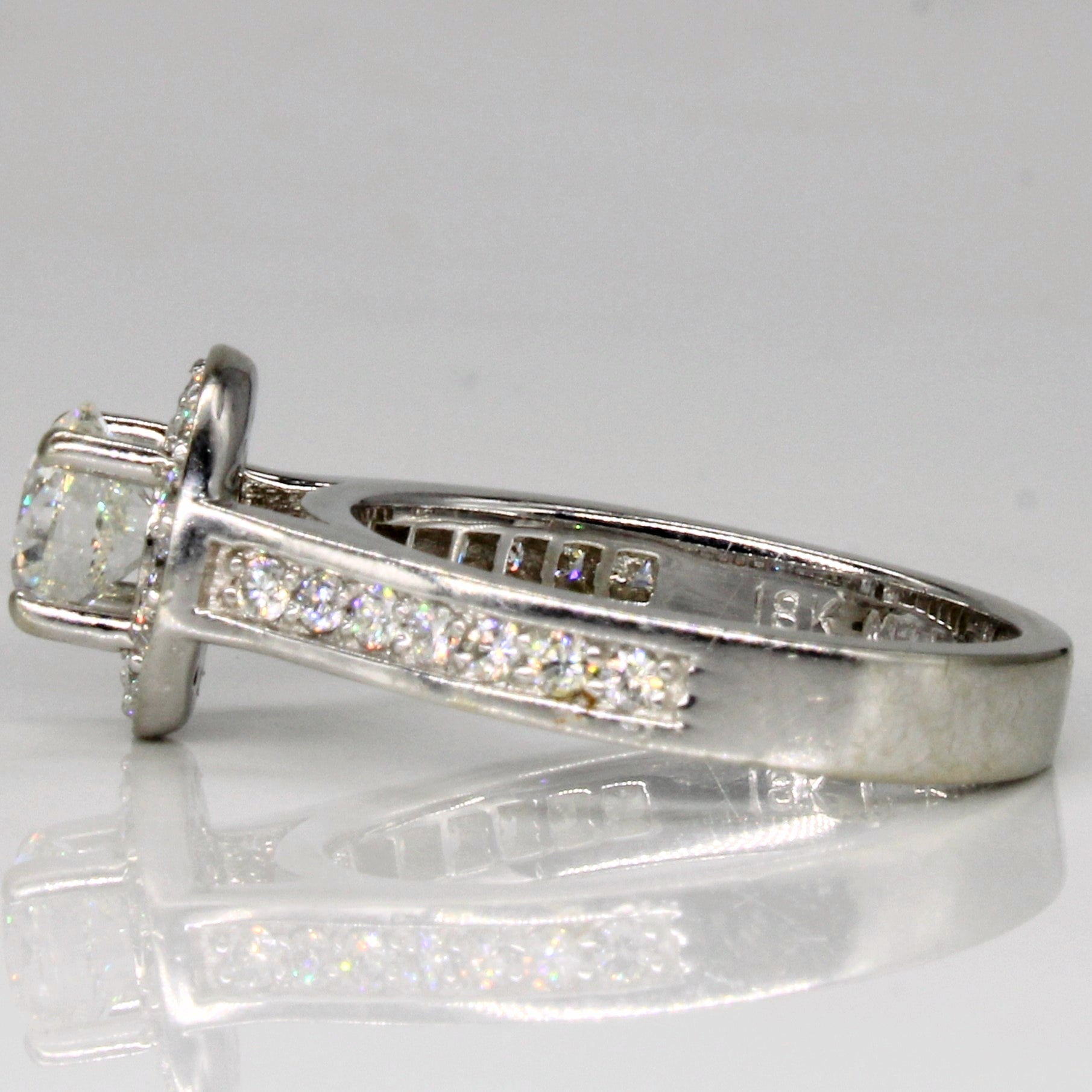 Diamond Halo Engagement and Wedding Ring Set | 1.50ctw | SZ 6.25 |