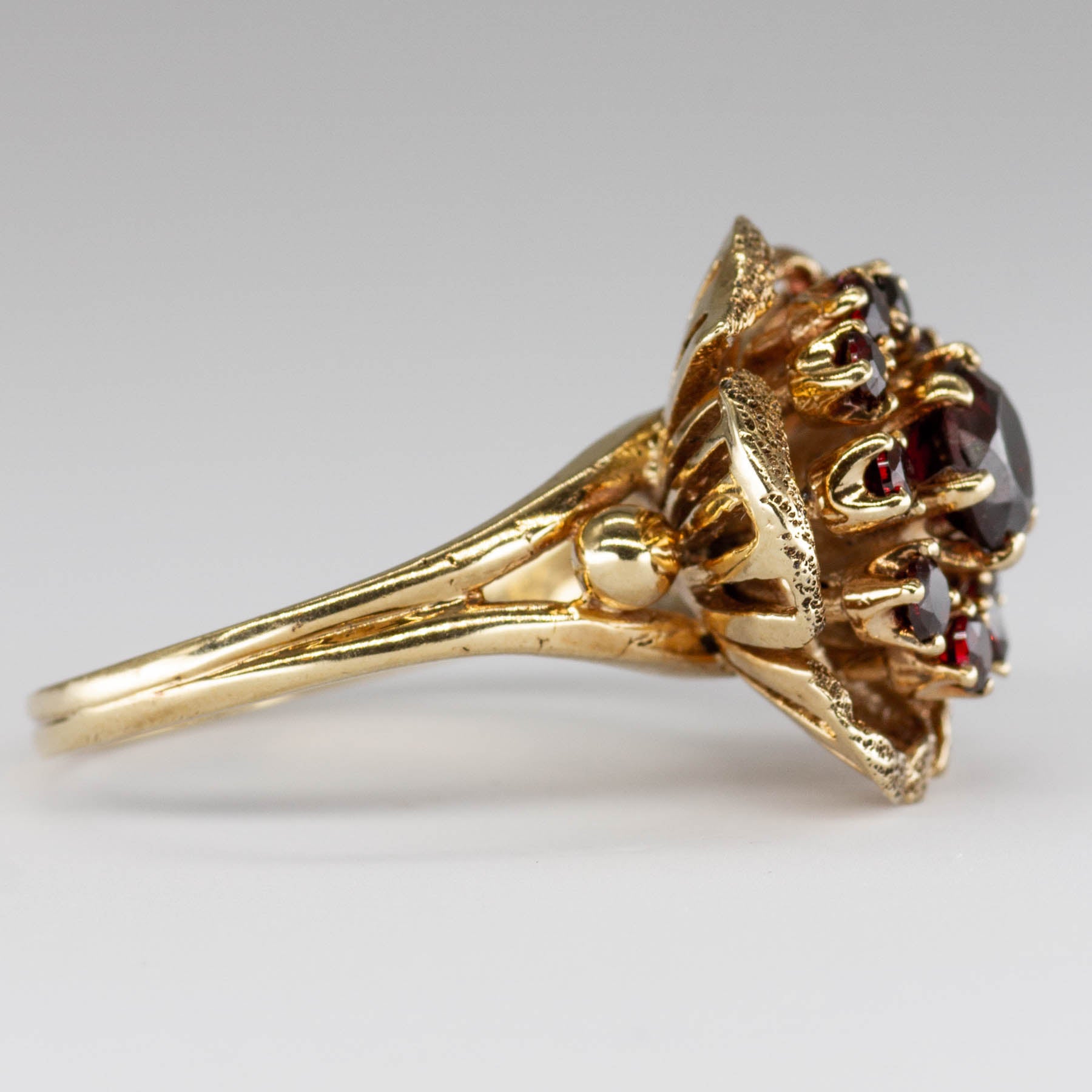 Garnet Cluster 10K Gold Ring | 1.3 ctw | SZ 8.75 |