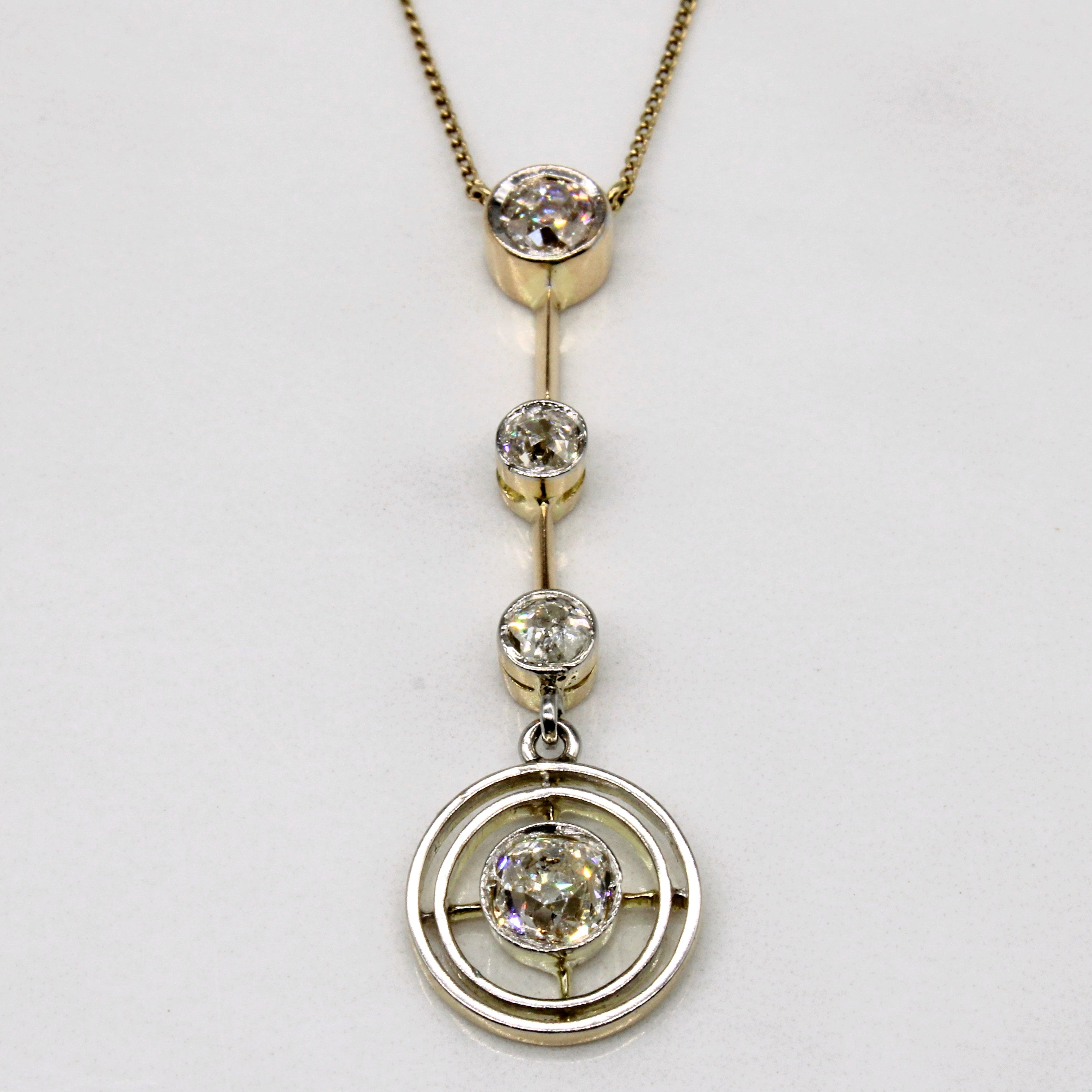 Collier pendentif en diamant taille ancienne et taille européenne ancienne, début des années 1900 | 0,91 ct | 48 cm | 