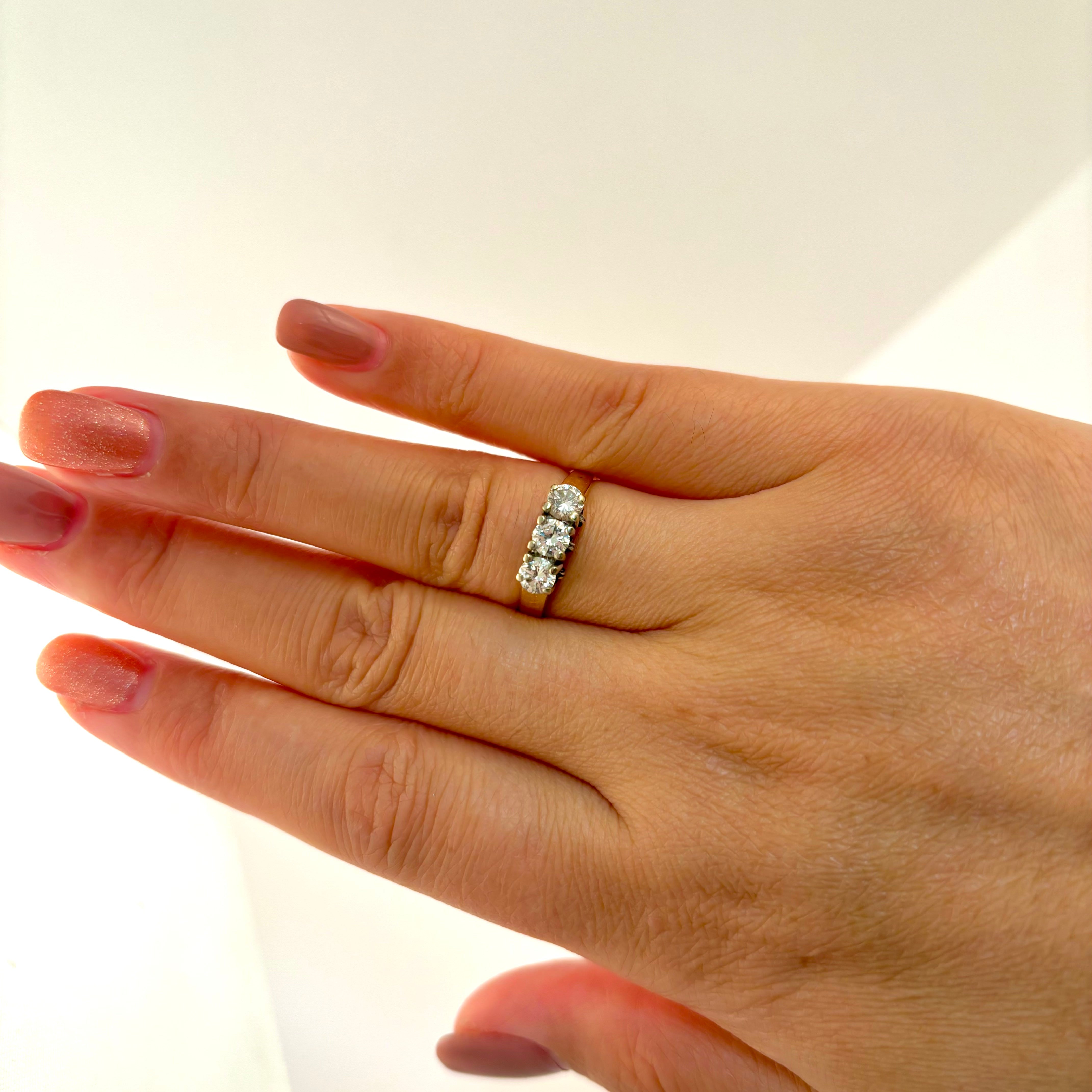 14k Three Stone Diamond Ring | 0.74ctw | SZ 7